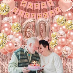 Rose Gold Sixty & Fabulous Happy 60th Birthday Party Decration Balloom Set