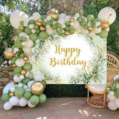 Greenery Birthday Backdrop Green Birthday Party Decorations Sage Happy Birthday