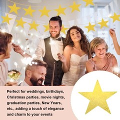 30 Pcs Laser Gold Stars Cutouts, 11 Inch Double Printed Paper Stars Cutout