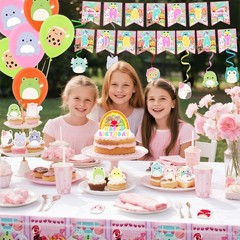 Squishmallow Party Decoration Birthday Supplies Balloon Tablecloth Cake Topper