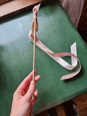 Multicolor Ivory and Mauve Ribbon Wands for Birthday or Wedding Celebration