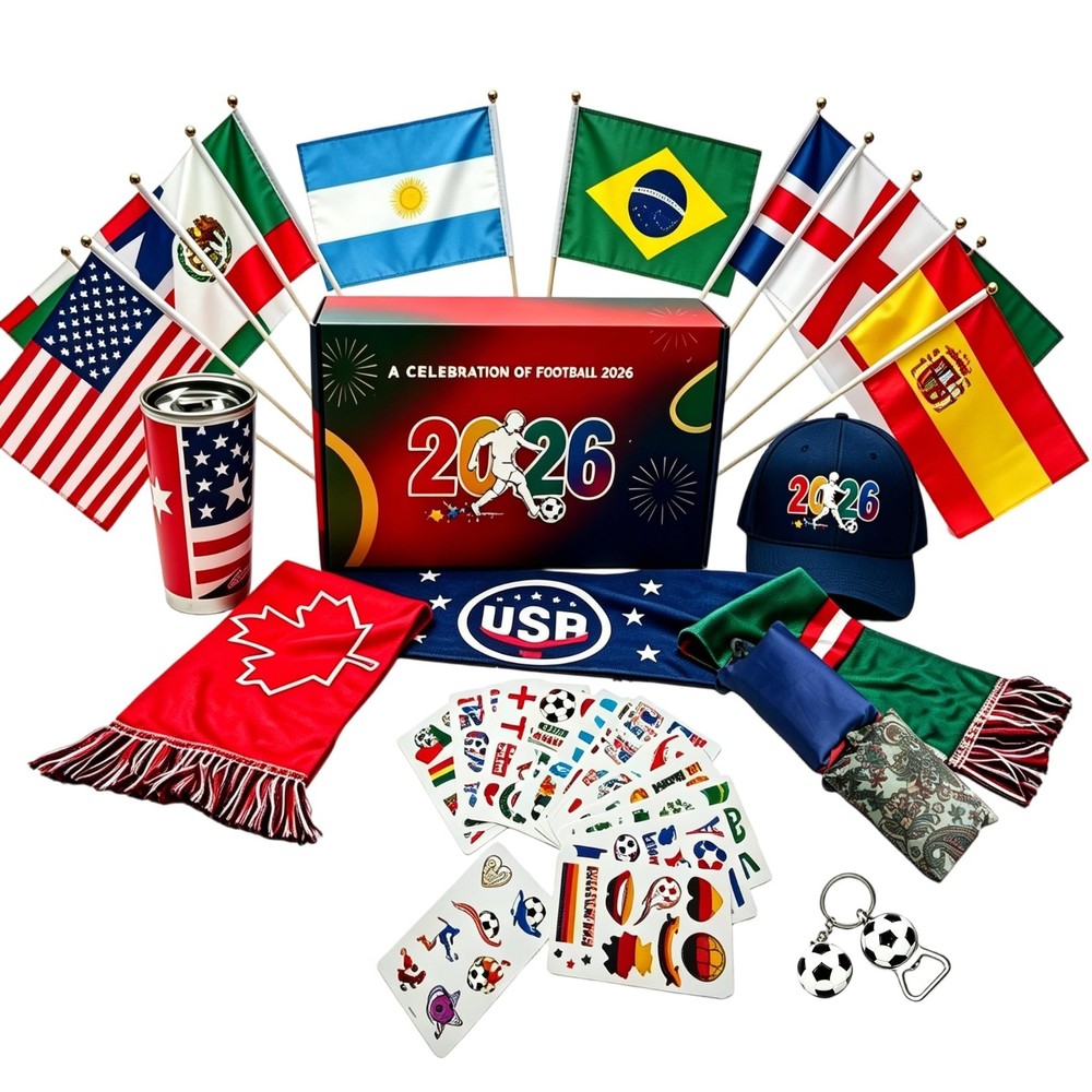 2026 Soccer Fan Kit – 30 Pack Party Decorations, Flags, Tattoos, Scarf & More!