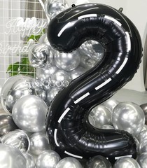 Race Car 40Inch Black 2 Balloon Number Large Helium Race Track 0-9 Giant Digi…