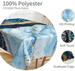 TTQYFNM 70×120 Blue Gold Marble Tablecloth Navy Modern Waterproof Heat Insulated