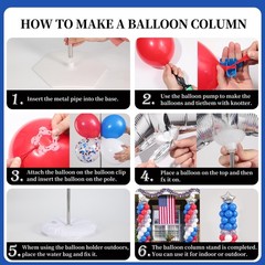 Red White and Blue Balloon Column Stand Kit Set of 2, 4th of July Balloons Pa…