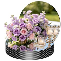 8 PCS 8 Inch Round Mirror Centerpieces Acrylic Circle Wall Tray Party Decor