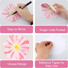63Pcs Spring Flowers Cutouts Paper with 100Pcs Glue Points for Wall Bulletin Boa