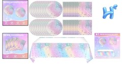 Magical Iridescent Birthday Set – Includes 20 Plates & Napkins for Easy Parties