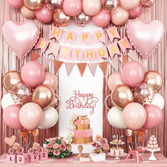 Pink Orange Party Decorations,Birthday Decorations with Hot Pink Orange Gold Bal