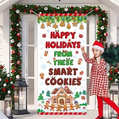 Christmas Classroom Door Cover Decoration Winter Christmas Gingerbread Door B…