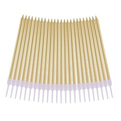PHD CAKE Gold Long Thin Metallic Birthday Candles, Cake 24 count,