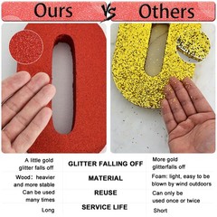 1 PCS 7.8 Inch Red Glitter Number 8 Wooden Table Centerpiece Birthday Decor