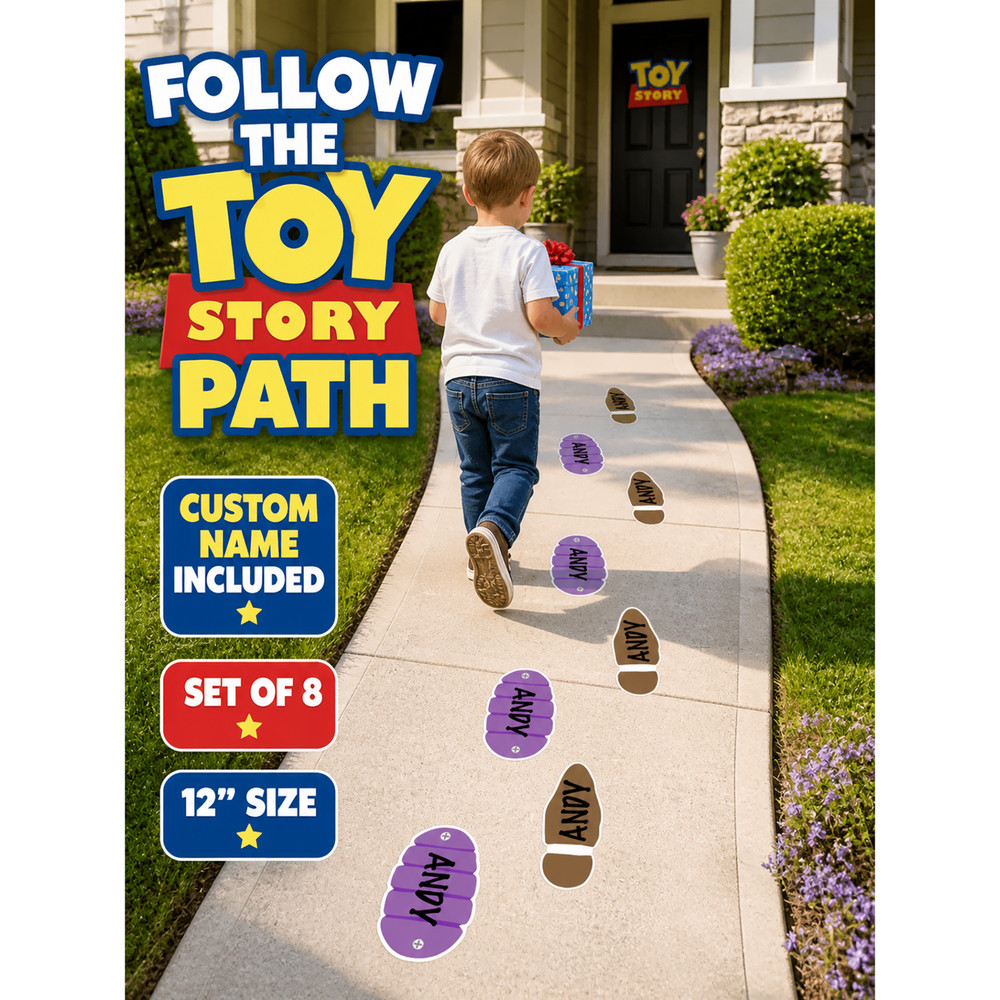 Toy Story Footprint Decals – Buzz Woody Party Path Kids Birthday Floor Stickers