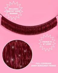 , Burgundy Fringe Banner – 4 ft | Bachelorette Decorations, Cute Birthday Pho…