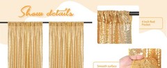 Sequin Backdrop Gold Curtains 4 Panels 2ftx8ft Glitter Shimmer Fabric Sparkly