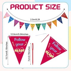 36 Pcs Classroom Rainbow Pennant Banner Inspirational Felt Positive Affirmati…