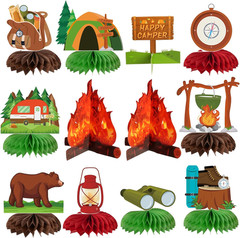 12Pcs Hawaiian Luau Party Table Decorations – Double Sided Tropical Aloha Flamin