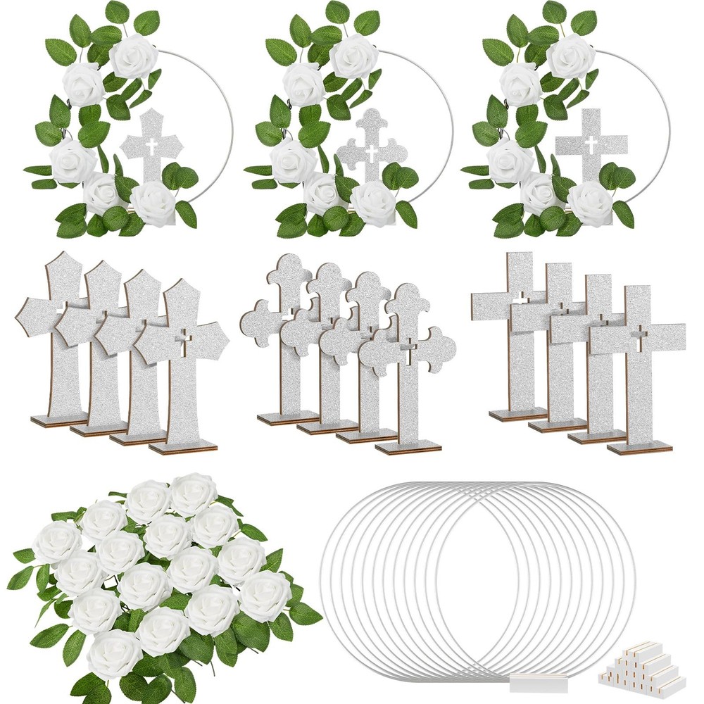 Wesiti 48 Pcs Baptism Centerpiece First Communion Table Decoration 12 Wood