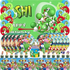 Yoshi Birthday Decorations Party Supplies Set Plates Balloon Cake Toppers Banner