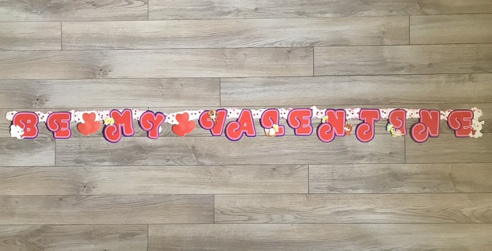 Vintage 1982 Beistle Be My Valentine 25 Ft Card Stock Banner Animals Heart Day