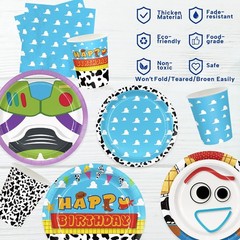 Party Supplies 120pcs Blue Cloud Theme Pack 30 Guests Disposable Plates Napki…