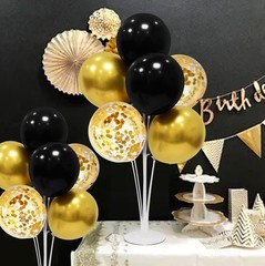 Black and Gold Party Decorations 4 Set Balloon Stand Table Centerpieces for M…