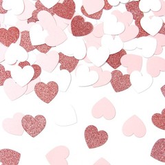 Rose-Gold Pink White Heart Confetti – 300pcs Valentines Mothers Day Engagemen…