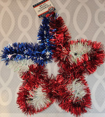 Red White & Blue Patriotic Tinsel Star/ 4th Of July Party Decor America Birthday