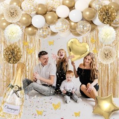Luxurious 98-Piece Gold and White Birthday Decorations – Parties and Milestones