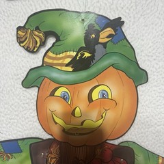 VTG Large Jointed Pumpkin Head Scarecrow Cutout 40” REaD