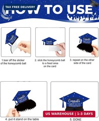 9Pcs Graduation Table Decorations – Blue and Black Graduation Centerpieces for T