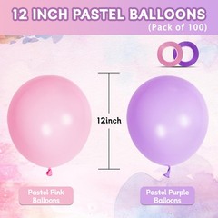 Pink and Purple Balloons 100 Pack 12 inch Light Pink Purple Latex Balloons fo…