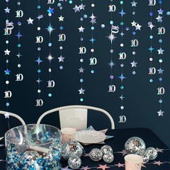 Number 10 Birthday Decor, Twinkle Star Garland, Party Backdrop, Multicolor