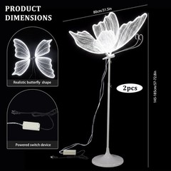 2 Pack Romantic Butterfly Lamp Props Easy To Install for Parties Weddings