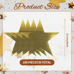 Gold Star Cutouts,100Pcs Star Cutouts, 6″ Double Printed Paper Stars,Cardboard f