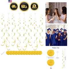 Gold Hanging Swirl Decorations 30 Pcs, Streamers Party Decorations -Twin Tail…