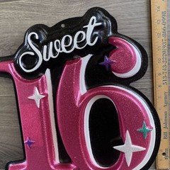 Pink Glitter Sweet 16 Birthday Party Celebration Decoration 3D New