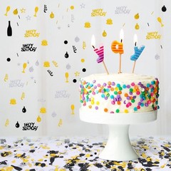 Black Gold Silver Happy Birthday Confetti, 3000 Pieces Birthday Cake Confetti,