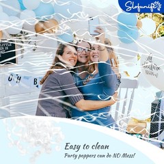 Slofunife No Mess Streamers 100Pack White Confetti Poppershand Throw Party