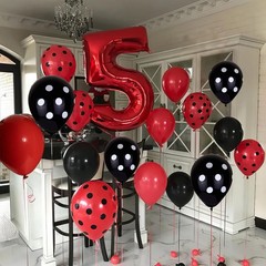 Ladybug Balloons, Red Black Polka Dots Balloons Matte Black and Red Balloon B…