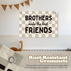 Brothers Make the Best Friends Wall Art,Boys Room Decor Banner Wall Hanging,P…