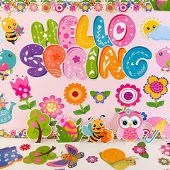 70 Pcs Spring Flowers Butterflies Paper Cutouts Classroom Bulletin Board Decor