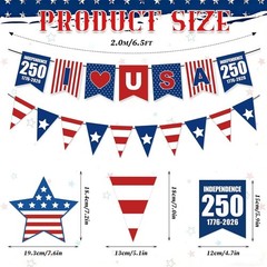 250th Anniversary Decorations Set – Banner, Swirls & Garland for USA Celebrat…