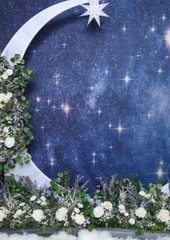 7.2FT Metal Crescent Moon Floral Curved Frame Party Anniversary (White) (7.2 Fee