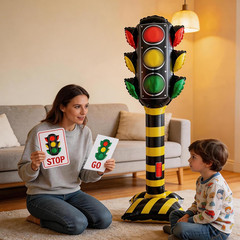 2 Pcs Traffic Light Balloons, 59 Inch Standing Red Yellow Green Stop Sign Foil B