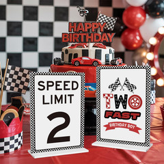 Speed Limit 2 Sign Set for Boys Birthday Party, 5×7 Acrylic Decor, Racing Theme