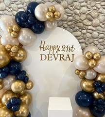 Navy Blue Gold White Balloon Arch Kit, Double Pearl Sand White Royal Dark Blu…
