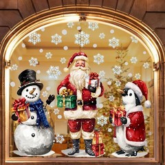 JOICEE Extra Large Christmas Window Clings,3 Sheets Santa Claus Snowman…