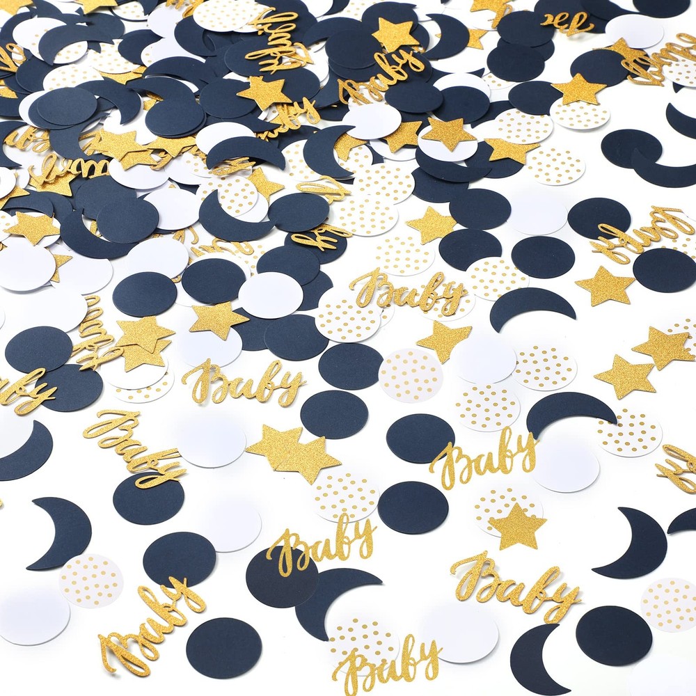 400 PCS Baby Shower Confetti Decorations Table Dots Gender Reveal Moon Star Art