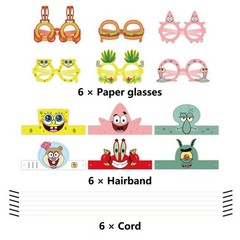 12 Pcs SpongeBob Party Decoration SpongeBob Birthday Supplies Hat Glasses Set